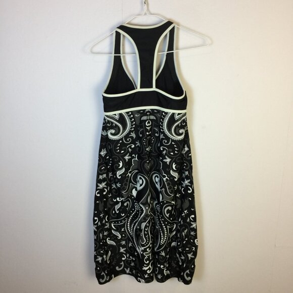 Athleta Athletic Dress Size ST Womans Tall Black Paisley Racer Back Built In Bra - Picture 2 of 16